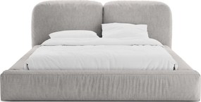 Jasnoszare tapicerowane łóżko dwuosobowe ze schowkiem ze stelażem 180x200 cm Martina – Micadoni