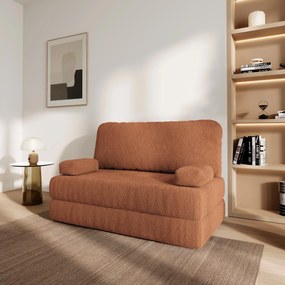 Masseno Sofa piankowa KESTE z funkcją spania, Kanapa z pianki do salonu, Bezmontażowa, Tkanina bucle – Miedziany QUELLE 54