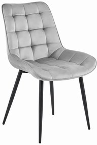 Jasnoszare pikowane krzesło welurowe nowoczesne - Alvor