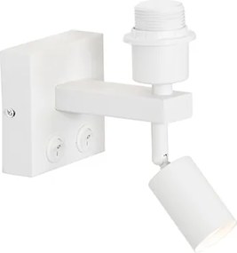 Nowoczesna lampa ścienna biała z lampką do czytania - Brescia