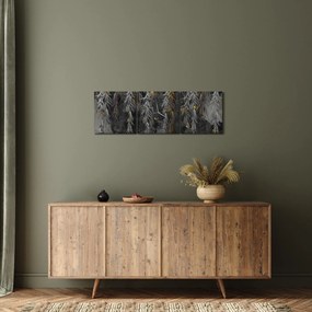 Obraz - Gałązki wierzby na czarnym tle (z zegarem) (90x30 cm)