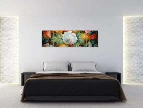 Obraz namalowanego bukietu kwiatów (170x50 cm)