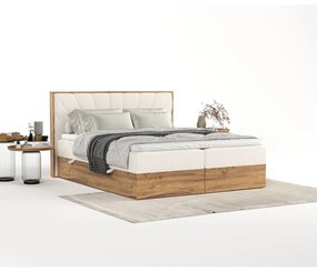 Kremowo-naturalne łóżko boxspring ze schowkiem 140x200 cm Asahi – Maison de Rêve