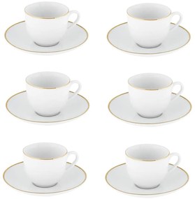 Białe porcelanowe filiżanki zestaw 6 szt. 100 ml Gold Chic – Villa Altachiara