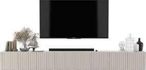 Szafka RTV z 8 drzwiami - korpus Kaszmir mat, fronty ryflowane Kaszmir mat - 300 cm