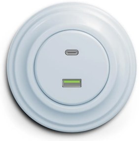 Kliklap - Retro gniazdo USB A+C z ramką, niebieskie