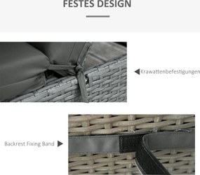 Outsunny Zestaw 2 Poduszek na Leżak, Ekstra Grube 8cm Poduszki Ogrodowe Ciemnoszary