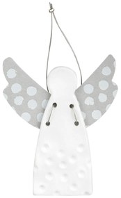 Porcelanowy wiszący anioł DOTS SILVER (9 cm)
