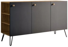 Komoda z nóżkami typu hairpin legs lewostronna dąb craft + czarny L3-S35