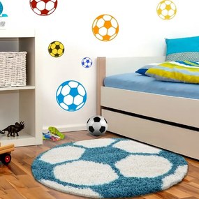 Dywan dziecięcy Fun kremowo-turkusowy piłka 100 cm x 100 cm koło