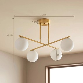 HOMCOM Nowoczesna lampa wisząca z 4 kulistymi kloszami, regulowana wysokość i obrót 350°, Biały | Aosom PL