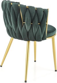 Krzesło z plecionym oparciem K517 na złotych nogach