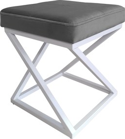 Pufa ZOA tkanina Welur loft ławka podnóżek metal : Kolor Stelaża - Biały, Kolor tkaniny - VELVET - BL14, Typ tkaniny - Velvet