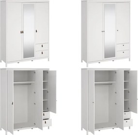 Trzydrzwiowa szafa z lustrem i szufladami Madrid, biały mat