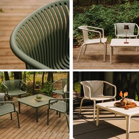 Plastikowy fotel do ogrodu Brene, z podłokietnikami