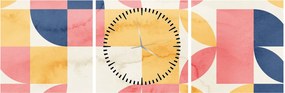Obraz - Abstrakcja z wzorami retro (z zegarem) (90x30 cm)