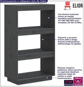 Szary drewniany niski regał na książki L2-F14