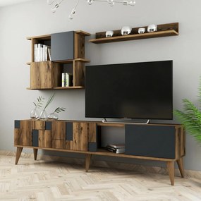 Ściana telewizyjna Madrid Anthracite and Walnut