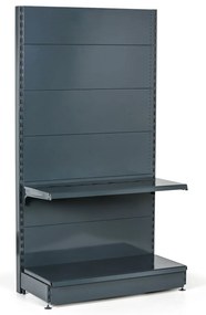 Regał sklepowy obustronny, pełne ścianki, 2200 x 1000 x 900 mm, podstawowy, antracyt