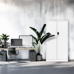 Biurowa szafa metalowa na akta DANIEL, 900 x 1850 x 400 mm, biała