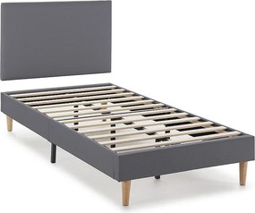 Kolumnowy stelaż tapicerowany Aura + zagłówek 90x190 cm Szary Ciemny, wysokość 30 cm.