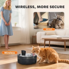 PawHut Fontanna dla Kotów 7L z Cichą Pompą LED, Filtrem z Aktywnym Węglem, Nierdzewna Stal, Łatwa w Czyszczeniu, 30,6 x 30,6 x 17,2 cm