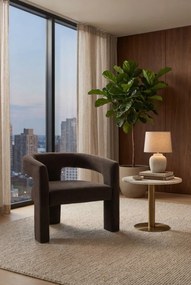 Brązowy nowoczesny fotel wypoczynkowy welurowy M5-C01