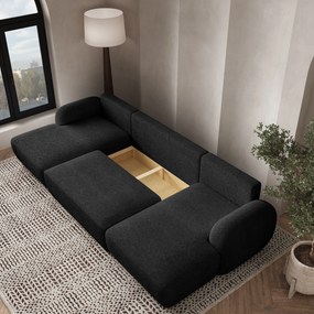 Masseno Narożnik SAVONA z funkcją spania i pojemnikiem na pościel Narozniki U, Rozkładana sofa - Czarny, NOW OR NEVER 100