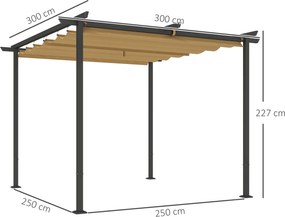 Outsunny Pergola Ogrodowa 3 x 3 m z Regulowanym Dachem, Rama Metalowa, Ochrona UPF30+, Daszek Słoneczny na Werandę, Taras, Beżowy