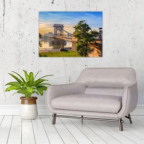Obraz na szkle - Most nad rzeką, Budapeszt, Węgry (70x50 cm)