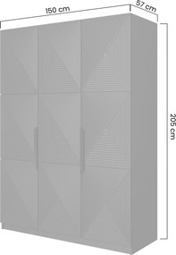 Szafa Asha 150 cm z metalowymi uchwytami - kaszmir / kaszmirowe uchwyty
