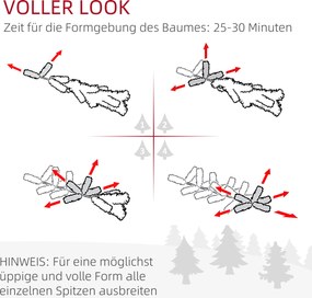 HOMCOM Choinka 190 cm, bardzo realistyczna, 570 gałęzi, niepalna, stabilna podstawa, Zielony | Aosom PL
