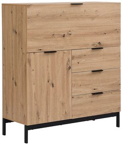 Sekretarzyk z 2 drzwiczkami i 3 szufladami - MDF i metal - Kolor: Naturalne drewno - ERWIN