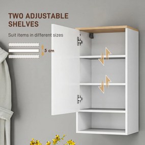 HOMCOM Szafka Ścienna do Łazienki, Szafka Łazienkowa z Regulowanymi Półkami, Otwartą Półką, Drewniana, Biała