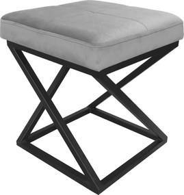 Pufa ZOA tkanina Welur loft ławka podnóżek metal : Kolor Stelaża - Czarny , Kolor tkaniny - VELVET - MG17, Typ tkaniny - Velvet