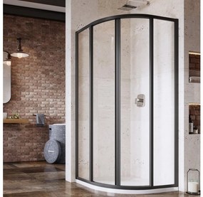Ravak 3114O302Z1 - Czteroczęściowa półokrągła kabina prysznicowa SUPERNOVA 80x80 cm czarna