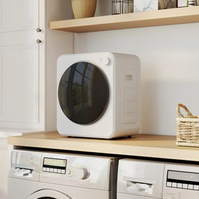 HOMCOM Mini suszarka do ubrań 4 kg z 5 programami do 60℃ 800W/400W suszarka wywiewna z odwracalnym bębnem ze stali nierdzewnej, biały | Aosom PL