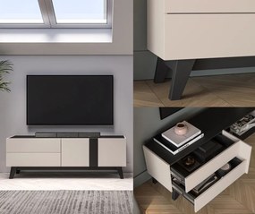 Stolik RTV 160 cm Freshion 05, kaszmir / czarny