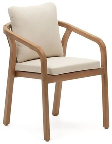 Beżowe/w naturalnym kolorze drewniane/tapicerowane krzesła ogrodowe zestaw 4 szt. Malaret – Kave Home