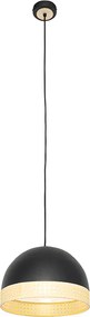 Orientalna lampa wisząca czarna z rattanu 30 cm - Magna Rotan