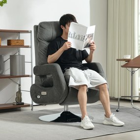 HOMCOM Fotel Relax z Elektryczną Regulacją, USB i Podnóżkiem, Wykończenie Aksamitne, Obrotowy, Regulowany, Szary