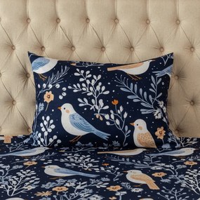 Poszewka na poduszkę z mikrofibry DENIM BIRDS 50x70 cm, niebieski