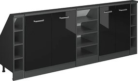 Szafka kuchenna na dach skośny czarny wysoki połysk 210x46x81.6 r-line