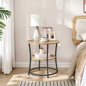 Stolik Kawowy Okrągły z Półką - sonoma - LET056B11