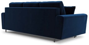 Niebieska aksamitna rozkładana/ze schowkiem sofa 235 cm Kyoto – Cosmopolitan Design