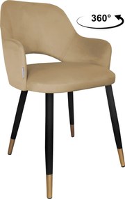 Krzesło Milano tkanina Welur noga metalowa : Kolor nogi - Czano-złota stożek, Kolor tkaniny - VELVET - MG06, Typ siedziska - Siedzisko obrotowe 360°