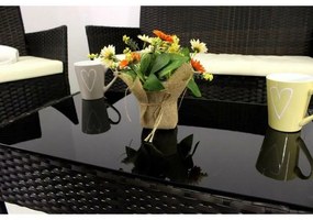 Aldotrade Rattanowy zestaw ogrodowy GardenLine, brązowy + kremowe siedziska