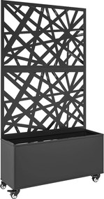 Outsunny Donica z parawanem Doniczka na kółkach z trejażem 90 x 30 x 160 cm Metal Czarny | Aosom PL