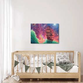 Obraz - Statek z kosmicznym niebem (70x50 cm)