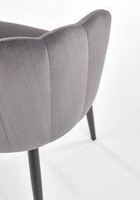 krzesło popielaty do jadalni salonu velvet tapicerowane muszla welur K386